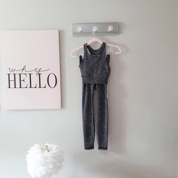 NWT All Fenix black & white polka dot racerback sports bra & 7/8 legging set, XS - Picture 15 of 16